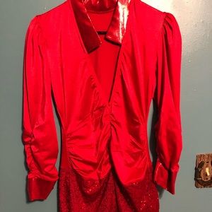 Red Spandex Sequin Booty Short Costume